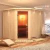 Karibu | Sauna Malin met Dakkraag | Bronzeglas | Kachel 9 kW Externe Bediening