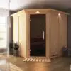 Karibu | Sauna Jarin met Dakkraag | Antracietglas | Kachel 9 kW Geïntegreerde Bediening