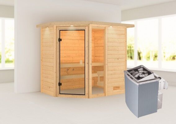 Woodfeeling | Sauna Jada met Dakkraag | Kachel 9 kW Geïntegreerde Bediening