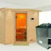 Karibu | Sauna Sahib 2 met Dakkraag | Bronzeglas | Kachel 9 kW Externe Bediening