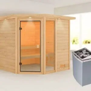 Woodfeeling | Sauna Tabea met Dakkraag | Kachel 9 kW Geïntegreerde Bediening