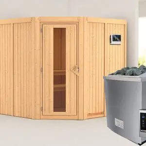 Karibu | Sauna Jarin | Energiesparend | Kachel 9 kW Externe Bediening