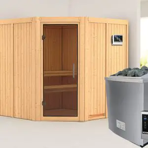 Karibu | Jarin Sauna | Antracietglas | Biokachel 9 kW Externe Bediening