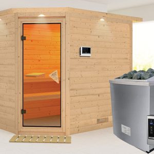 Karibu | Tanami Sauna met Dakkraag | Biokachel 9 kW Externe Bediening