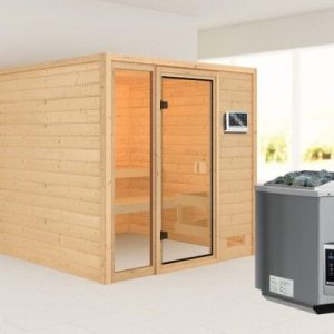 Karibu | Jutta Sauna | Biokachel 9 kW Externe Bediening
