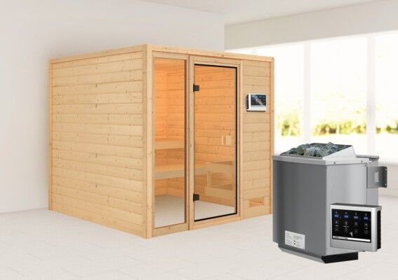 Karibu | Jutta Sauna | Biokachel 9 kW Externe Bediening