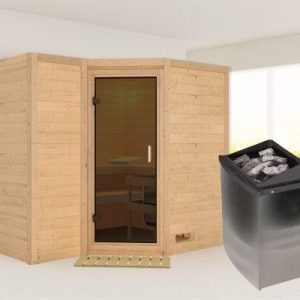 Karibu | Sahib 2 Sauna | Antracietglas | Kachel 9 kW Geïntegreerde Bediening