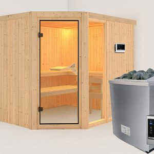 Karibu | Fiona 3 Sauna | Biokachel 9 kW Externe Bediening
