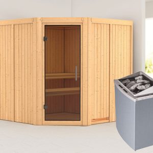 Karibu | Jarin Sauna | Antracietglas | Kachel 9 kW Geïntegreerde Bediening