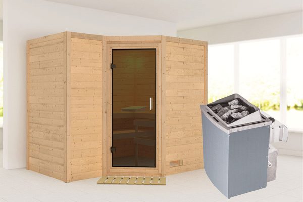 Karibu | Sahib 2 Sauna | Antracietglas | Kachel 9 kW Externe Bediening