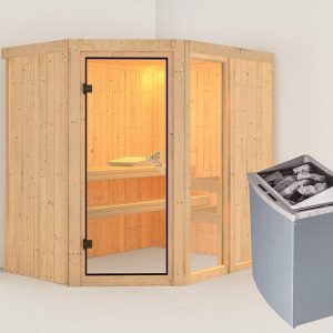 Karibu | Sahib 2 Sauna | Bronzeglas Deur | Kachel 9 kW Geïntegreerde Bediening