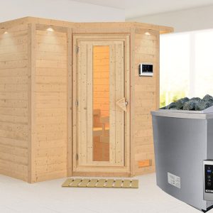 Karibu | Sahib 2 Sauna | Energiesparende Deur | Biokachel 9 kW Externe Bediening