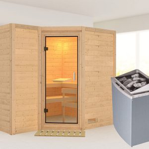 Karibu | Sahib 2 Sauna | Helderglas Deur | Kachel 9 kW Geïntegreerde Bediening