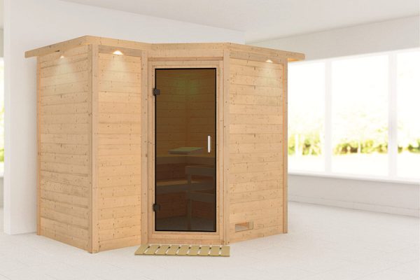 Karibu | Sahib 2 Sauna met Dakkraag | Antracietglas |