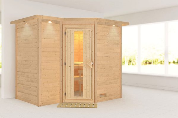 Karibu | Sahib 2 Sauna met Dakkraag | Energiesparende Deur