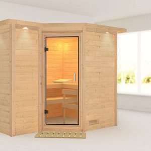Karibu | Sahib 2 Sauna met Dakkraag | Helderglas Deur