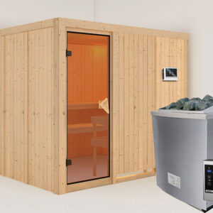 Karibu | Gobin Sauna | Bronzeglas Deur | Kachel 9 kW Externe Bediening