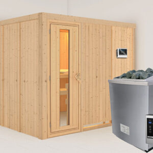 Karibu | Gobin Sauna | Energiesparende Deur | Biokachel 9 kW Externe Bediening