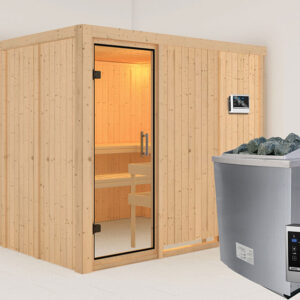 Karibu | Gobin Sauna | Helderglas Deur | Kachel 9 kW Externe Bediening