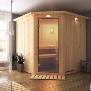 Karibu | Jarin Sauna met Dakkraag | Helderglas Deur