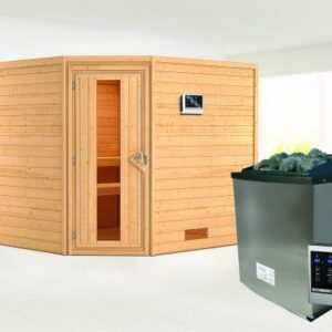 Karibu | Leona Sauna | Energiesparende Deur | Kachel 9 kW Externe Bediening