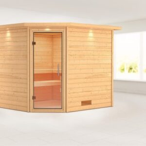 Karibu | Leona Sauna met Dakkraag | Helderglas Deur