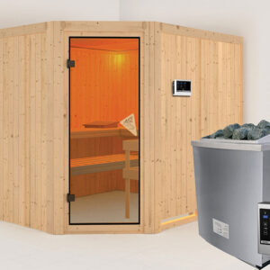 Karibu | Malin Sauna | Bronzeglas Deur | Kachel 9 kW Externe Bediening