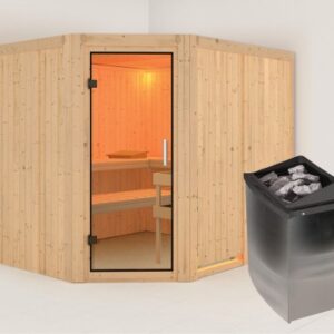 Karibu | Malin Sauna | Helderglas Deur | Kachel 9 kW Geïntegreerde Bediening