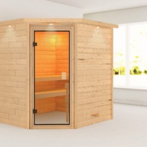 Karibu | Mia Sauna met Dakkraag | Bronzeglas Deur