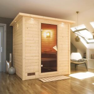 Karibu | Mojave Sauna met Dakkraag | Bronzeglas Deur