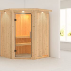 Karibu | Nanja Sauna met Dakkraag | Helderglas Deur