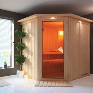 Karibu | Siirin Sauna met Dakkraag | Bronzeglas Deur