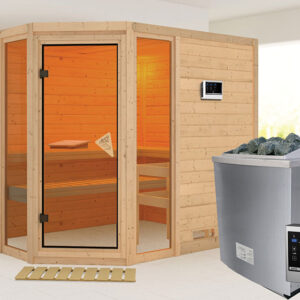 Karibu | Sinai 3 Sauna | Biokachel 9 kW Externe Bediening