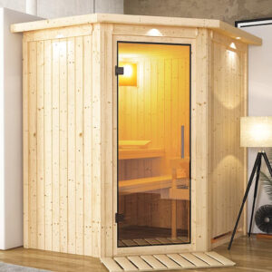 Karibu | Taurin Sauna met Dakkraag | Helderglas Deur