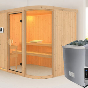 Karibu | Titania 4 Sauna | Bronzeglas Deur | Kachel 9 kW Externe Bediening