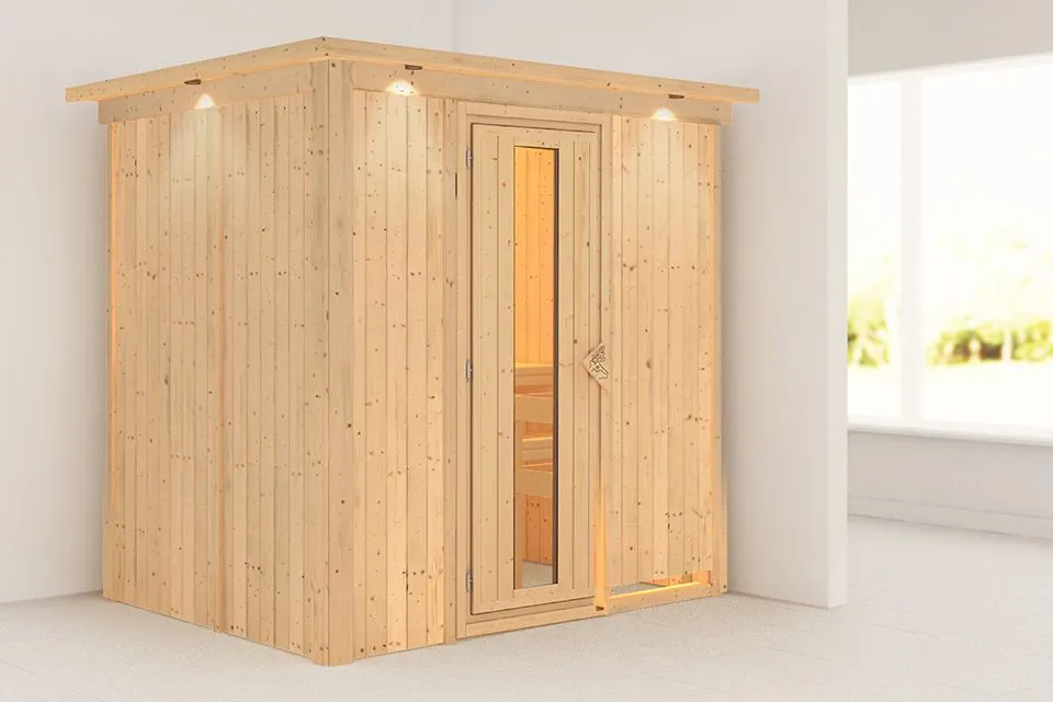 Karibu | Bodin Sauna met Dakkraag | Energiesparende Deur