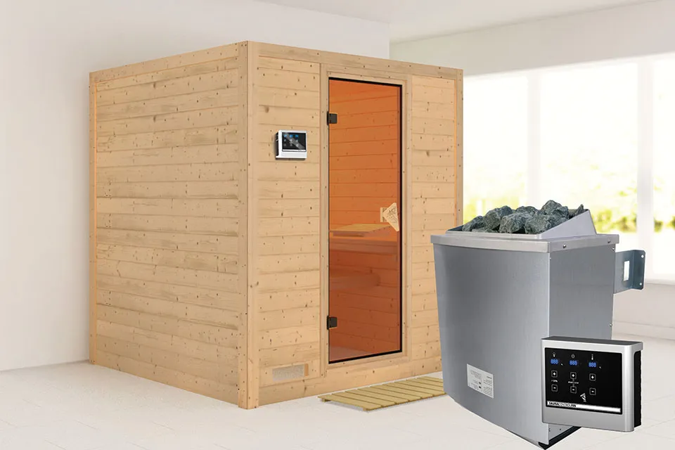 Karibu | Mojave Sauna | Bronzeglas Deur | Kachel 9 kW Externe Bediening