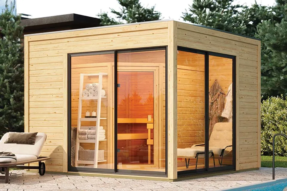 Karibu | Terning 3 Sauna Set B | Kachel 9 kW Externe Bediening