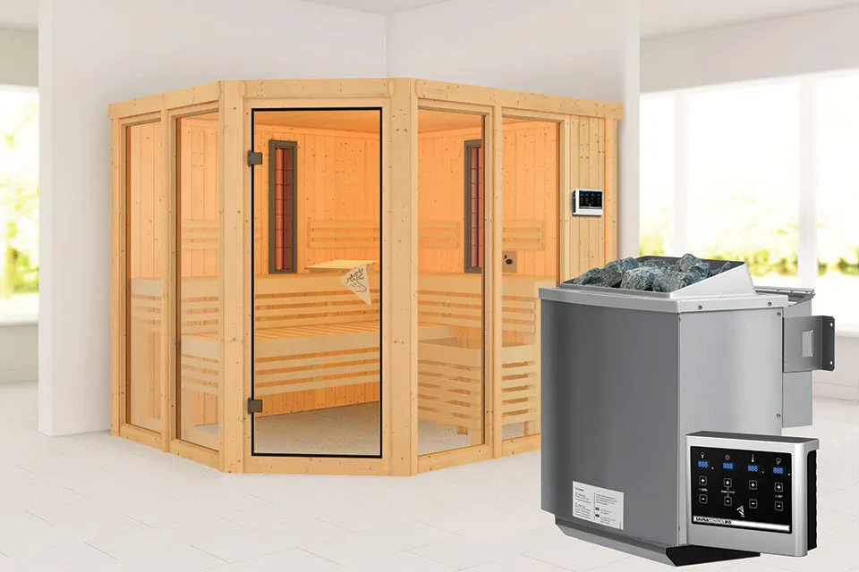 Karibu | Ava Sauna | Biokachel 9 kW Externe Bediening