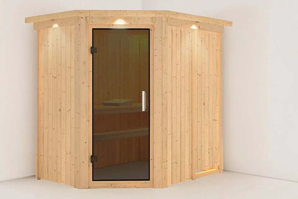 Karibu | Carin Sauna met Dakkraag | Antracietglas