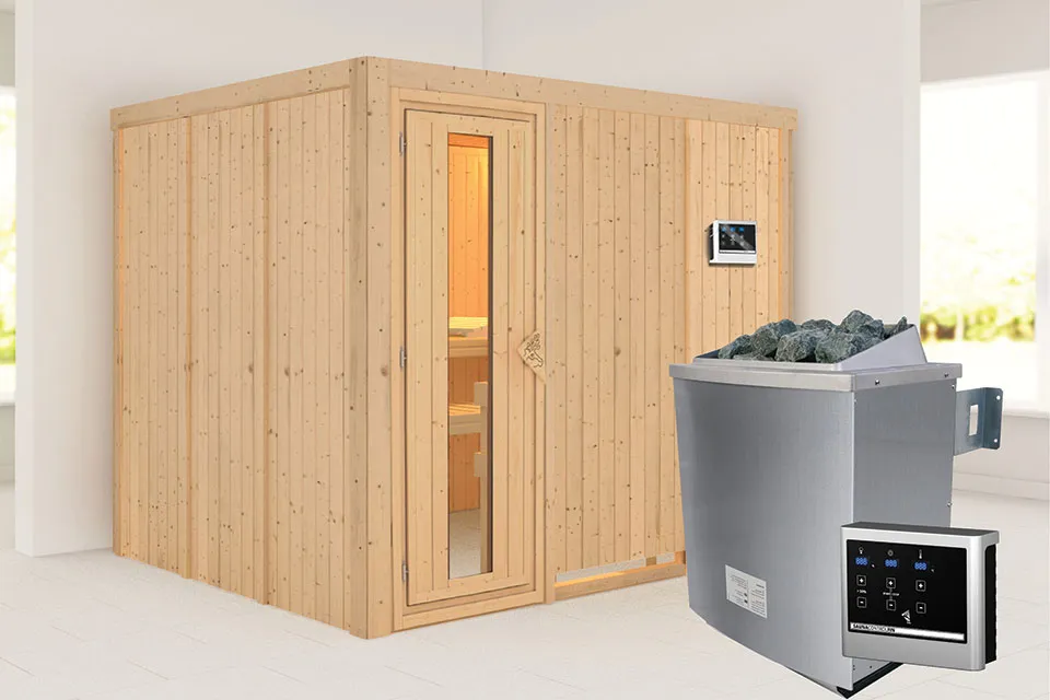 Karibu | Gobin Sauna | Energiesparende Deur | Kachel 9 kW Externe Bediening