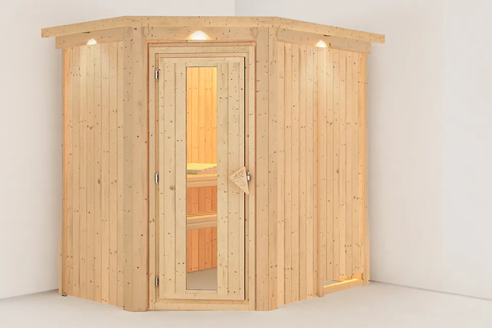 Karibu | Carin Sauna met Dakkraag | Energiesparende Deur