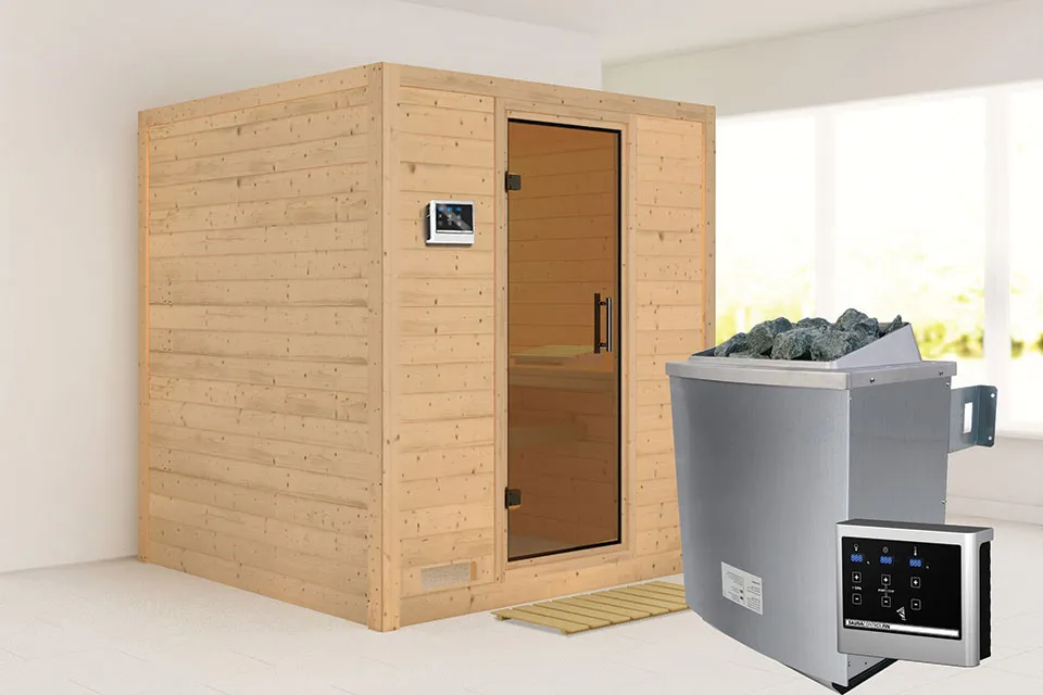 Karibu | Mojave Sauna | Antracietglas | Kachel 9 kW Externe Bediening