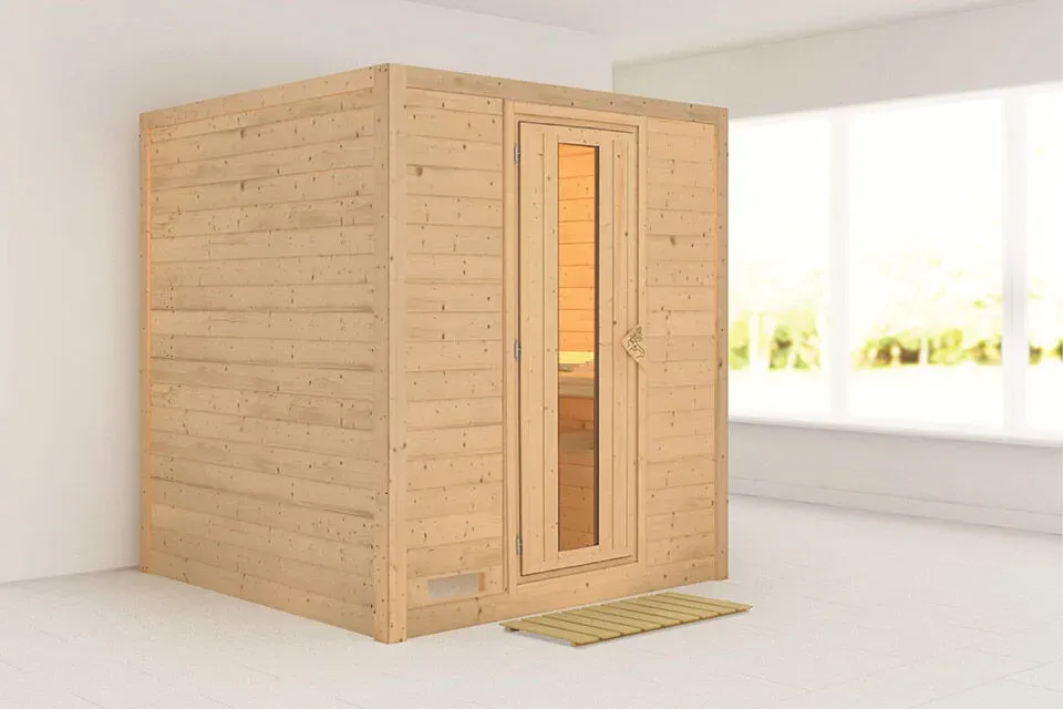 Karibu | Mojave Sauna | Energiezuinig-met Saunakachel 9 kW | Geïntegreerde Bediening-Zonder Dakkraag