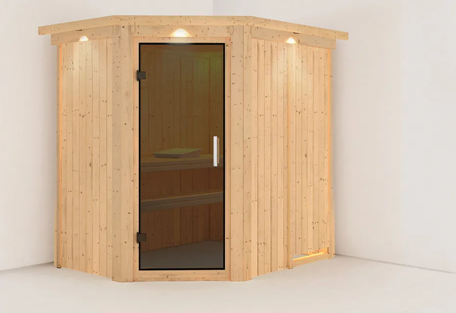 Karibu | Saja Sauna met Dakkraag | Antracietglas