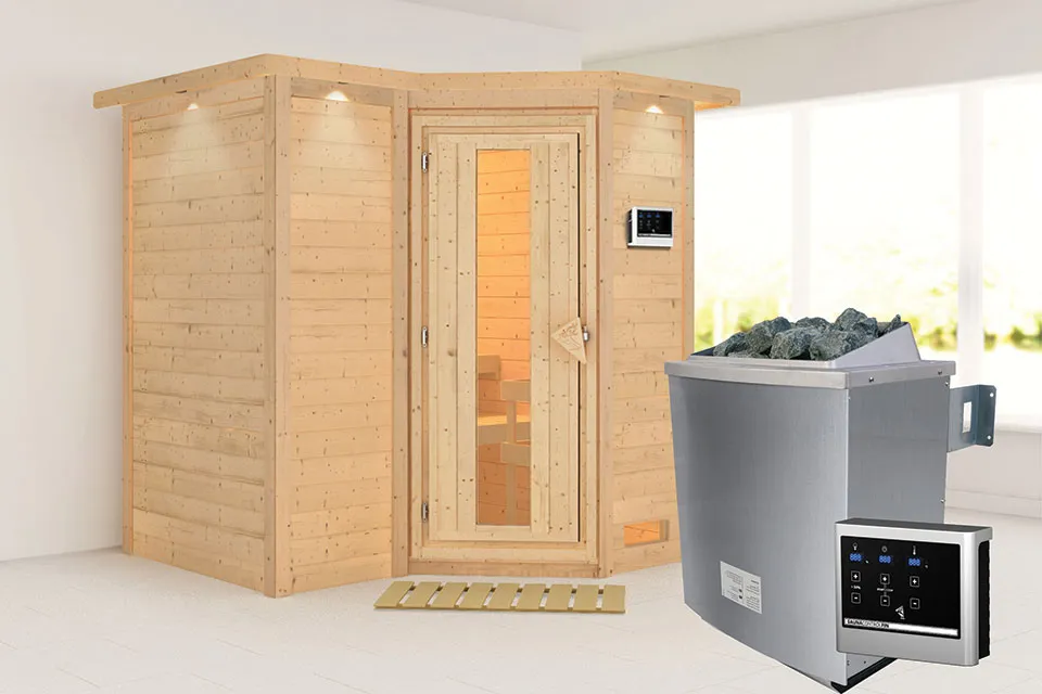 Karibu | Sahib 2 Sauna | Energiesparende Deur | Kachel 9 kW Externe Bediening