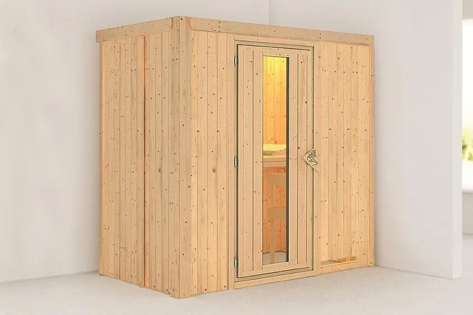 Karibu | Variado Sauna met Dakkraag | Energiesparende Deur | Kachel 9 kW Geïntegreerde Bediening